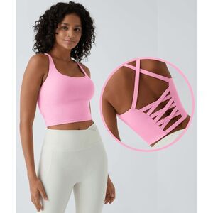 NWT HALARA Cropped Built-in Bra Yoga Tank Top A-C Cups SIZE S